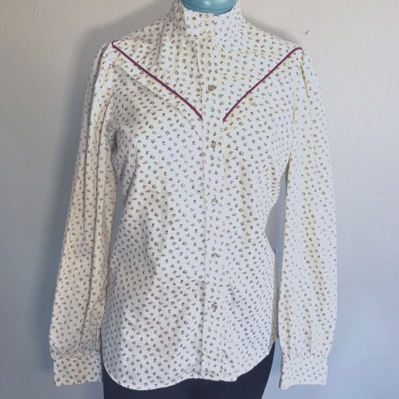 Prairie Western Pearl Snap Button Down Blouse - Picture 1 of 6